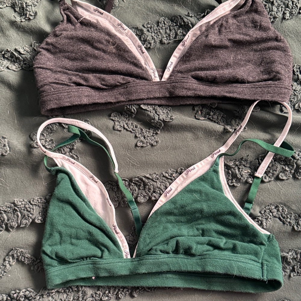 Victoria's Secret Gray and Green Bralette Duo
